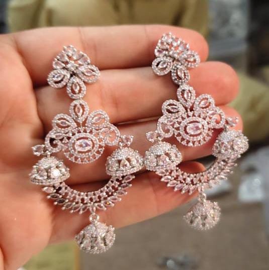 American Diamond Jhumkia Style