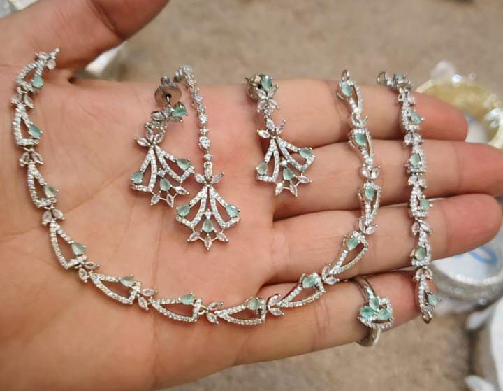 American Diamond Combo Set With Rings