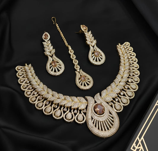 American Diamond Necklace Micro Work - Zilarra Jewellers