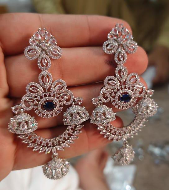 American Diamond Jhumkia Style