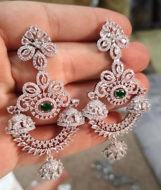 American Diamond Jhumkia Style