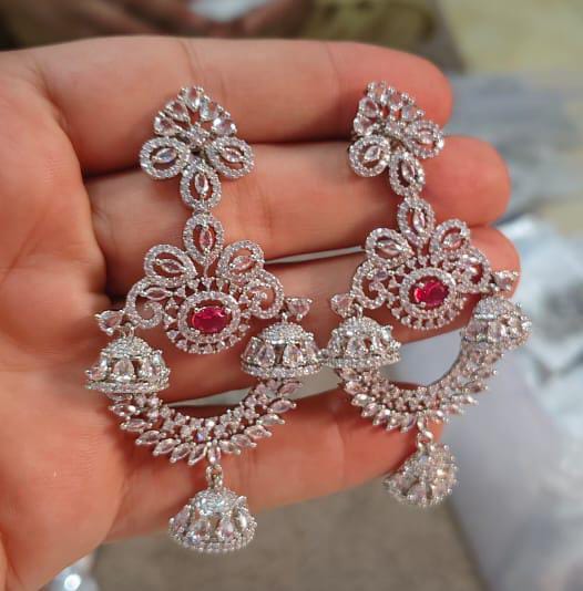 American Diamond Jhumkia Style