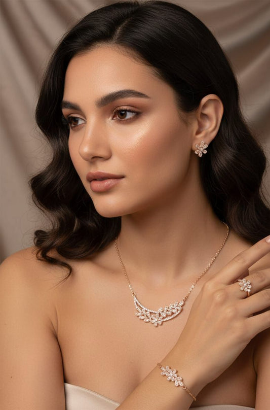 China Gold Plated Copper Material SWAROVSKI Stone Combo Set