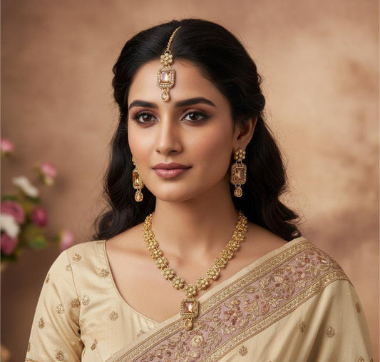 New Stylish Floral Zircon Necklace Set