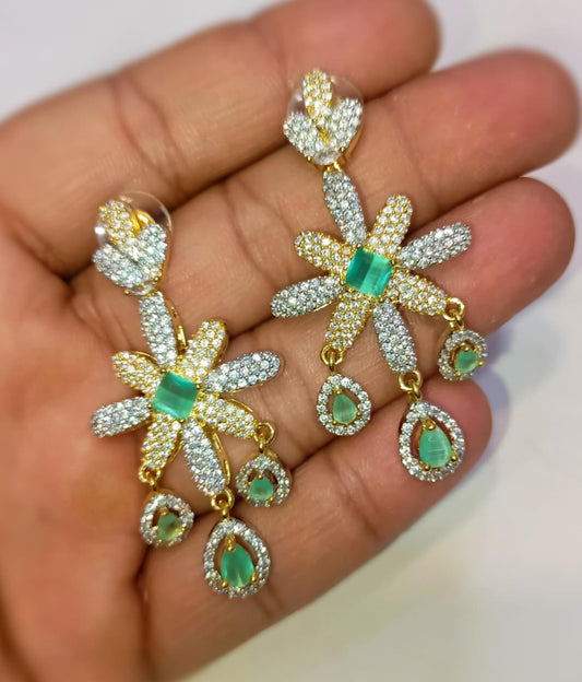 American diamond Earring (Golden And Silver Polish)