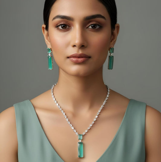 American Diamond Necklace Complete Set Party Wear