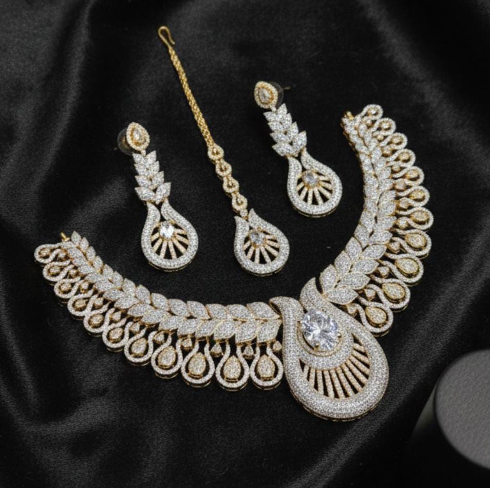 American Diamond Necklace Micro Work - Zilarra Jewellers