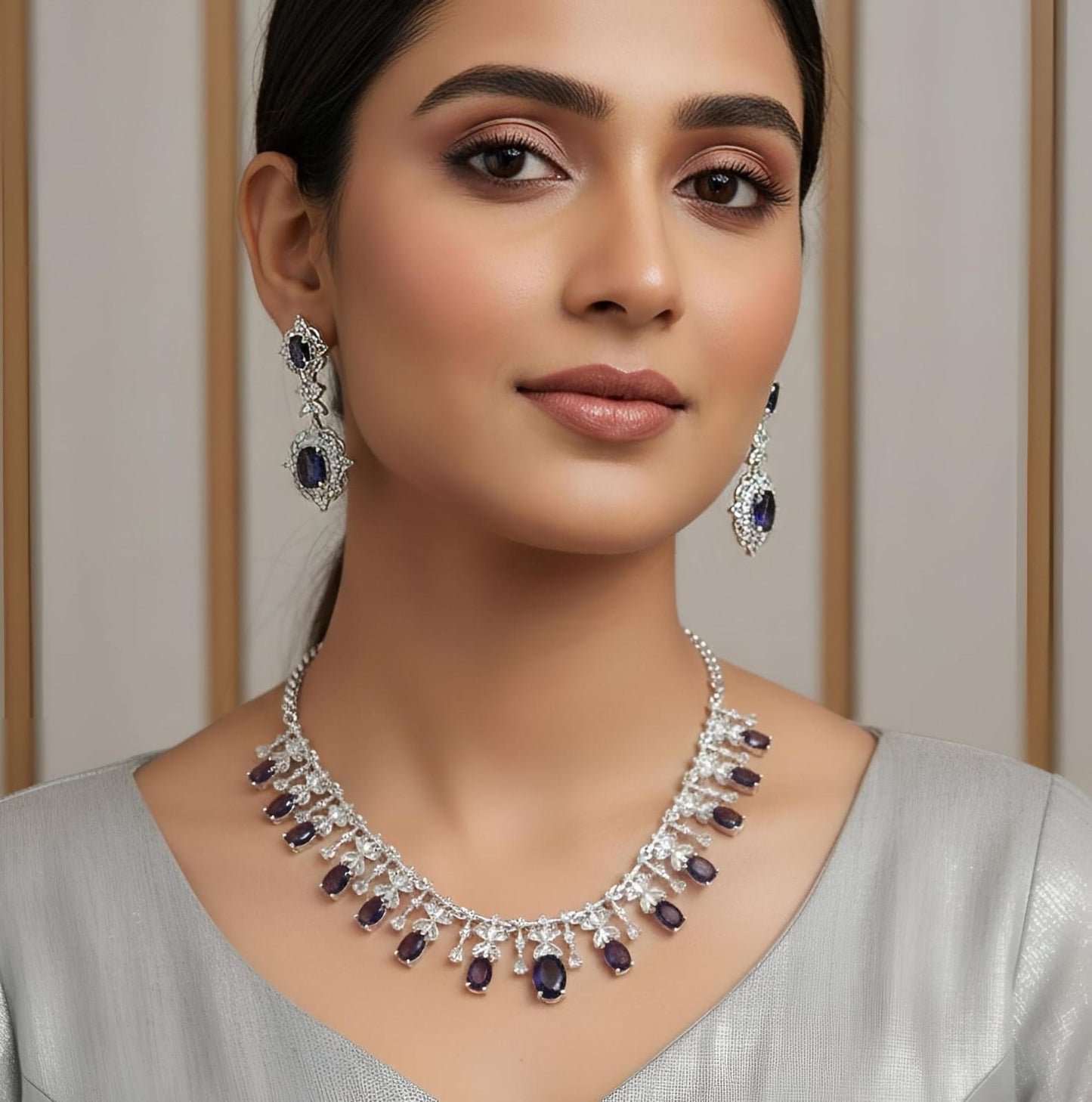 American Diamond Necklace Set - Zilarra Jewellers