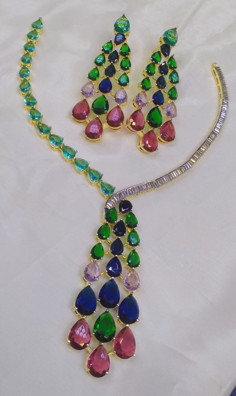 American Diamond Necklace Set - Zilarra Jewellers