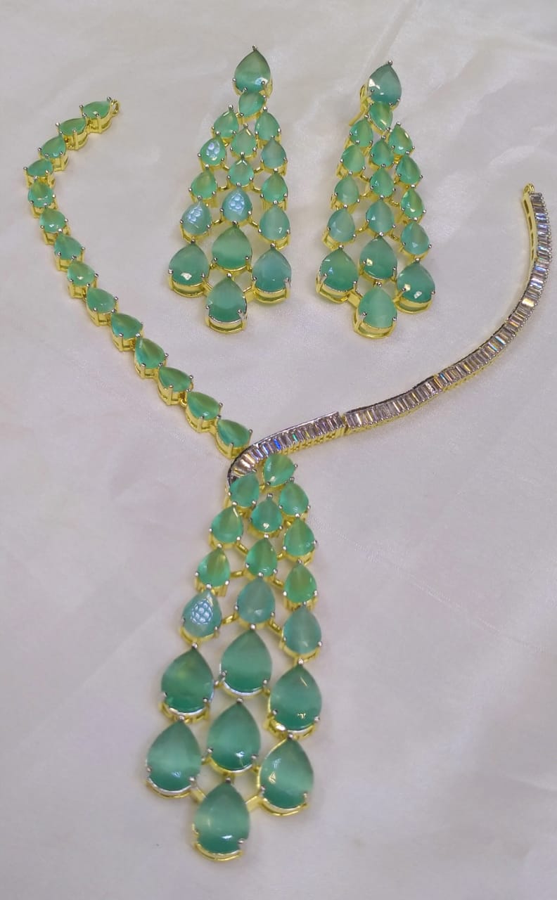 American Diamond Necklace Set - Zilarra Jewellers