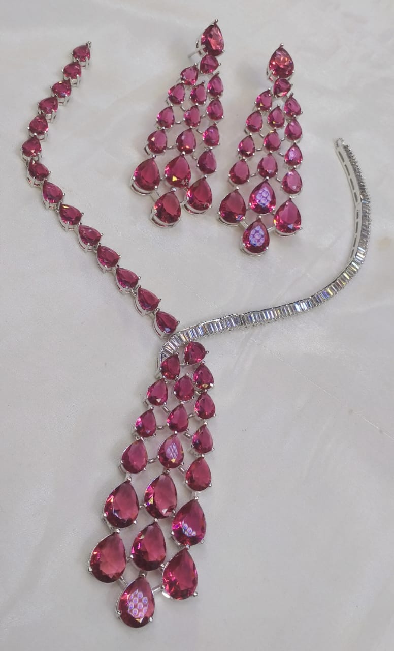 American Diamond Necklace Set - Zilarra Jewellers