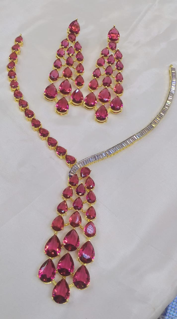 American Diamond Necklace Set - Zilarra Jewellers