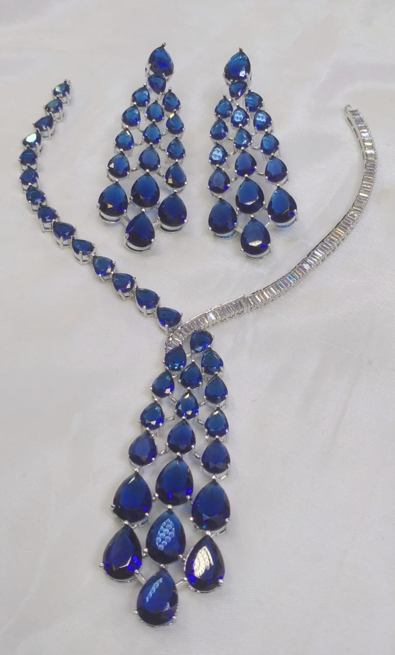 American Diamond Necklace Set - Zilarra Jewellers