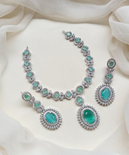 Premium Quality American Diamond Zircon Necklace Set - Zilarra Jewellers